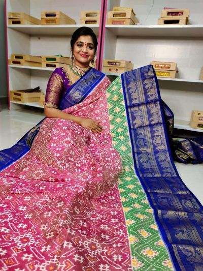 PGMRKBRS5Y06FSDC23- Kanchi border Ikat silk saree