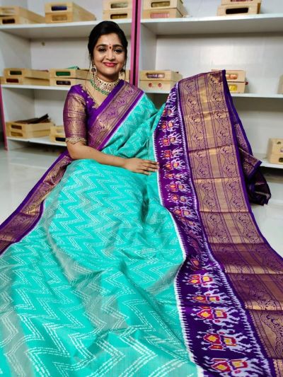 PGMRKBRS5Y06FSDC29- Kanchi border Ikat silk saree