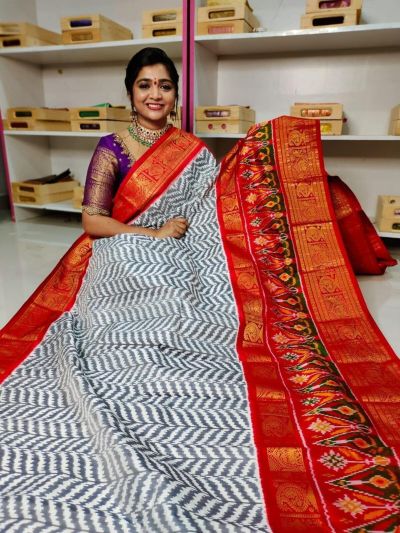 PGMRKBRS5Y06FSDC33- Kanchi border Ikat silk saree