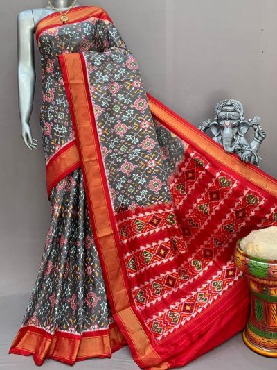 PSNTIDSS5A30BNCC32- Ikat silk saree