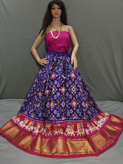 PSSIFSLG5Y10SZDC28- Free Size Ikat Silk Lehenga