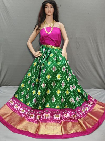 PSSIFSLG5Y10SZDC52- Free Size Ikat Silk Lehenga