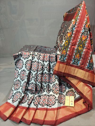 PGMRIDSS5N03BIDC49- Ikat silk saree