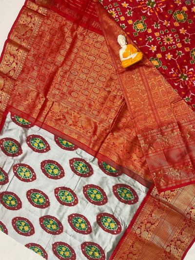 PGMRKBRS5N02FSCD14- Kanchi border Ikat silk saree
