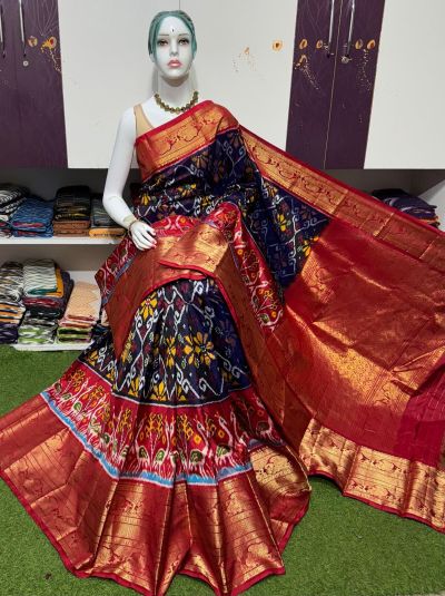 PSRGKBRS5A08FSCD01- Kanchi border Ikat silk saree