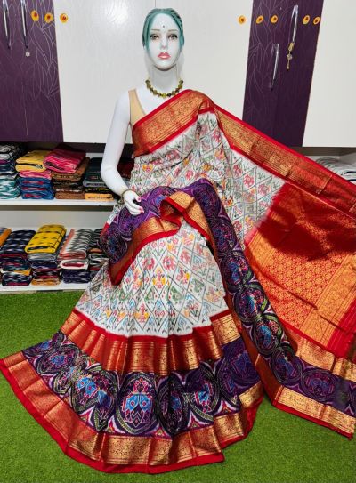 PSRGKBRS5A18FSDC02- Kanchi border Ikat silk saree