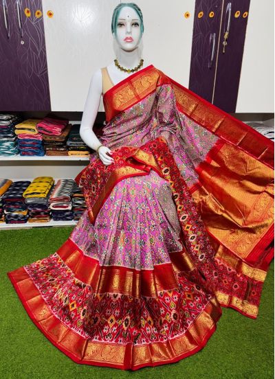PSRGKBRS5A18FSDC20- Kanchi border Ikat silk saree