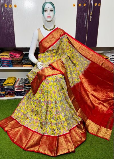 PSRGKBRS5A18FSDC04- Kanchi border Ikat silk saree