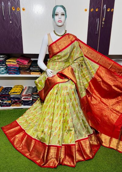 PSRGKBRS5A18FSDC03- Kanchi border Ikat silk saree