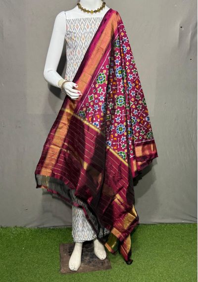 PSRGSDST5Y06FFCD32- Ikat Silk dupatta with Ikat sico top