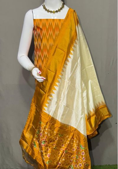 PSRGSDST5Y12FFCD46- Ikat Silk dupatta with Ikat sico top