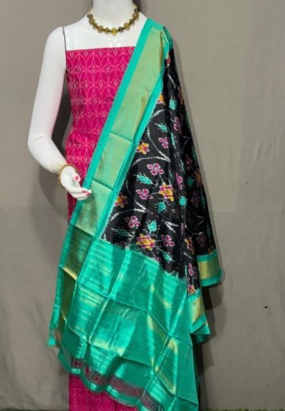 PSRGSDST5A06FFCD21- Ikat Silk dupatta with Ikat sico top