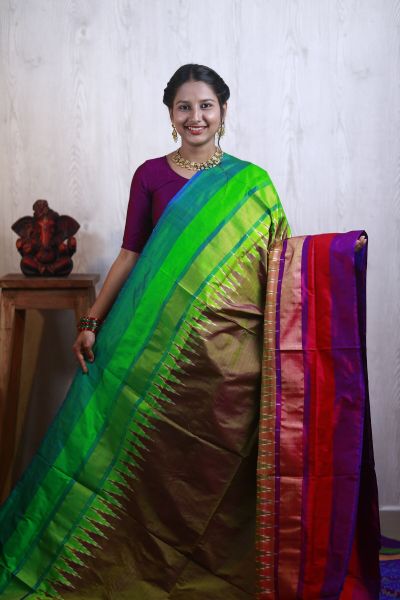 PRKSILWS5A05BSDC23- light weight Ikat silk saree
