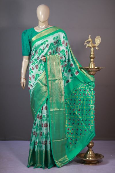 PSHLKBIP5A06DEDC02- Kanchi border Ikat silk saree