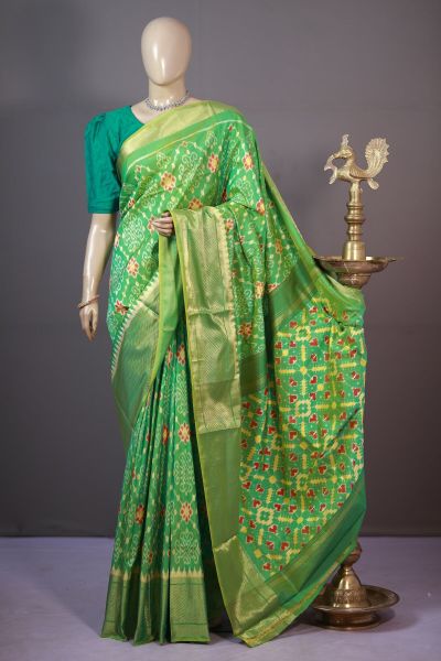 PSHLKBIP5A06DEDC03- Kanchi border Ikat silk saree