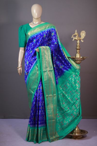 PSHLKBIP5A06DEDC04- Kanchi border Ikat silk saree