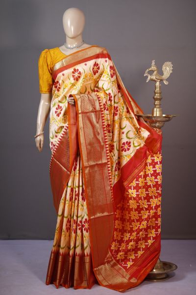 PSHLKBIP5A06DEDC05- Kanchi border Ikat silk saree