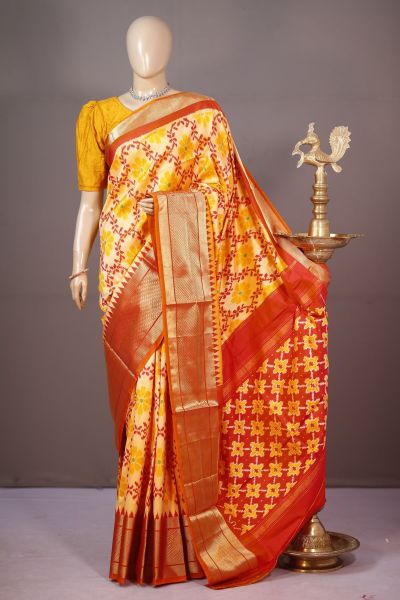 PSHLKBIP5A06DEDC06- Kanchi border Ikat silk saree