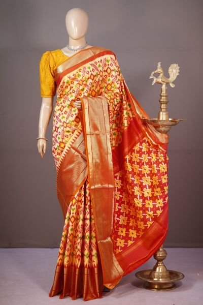 PSHLKBIP5A06DEDC07- Kanchi border Ikat silk saree