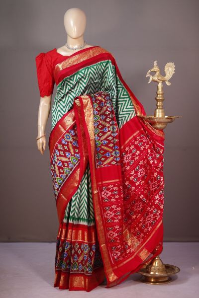 PSHLKBIP5A06DEDC08- Kanchi border Ikat silk saree