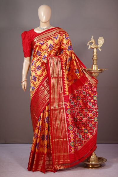 PSHLKBIP5A06DEDC09- Kanchi border Ikat silk saree