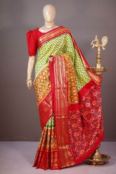 PSHLKBIP5A06DEDC10- Kanchi border Ikat silk saree