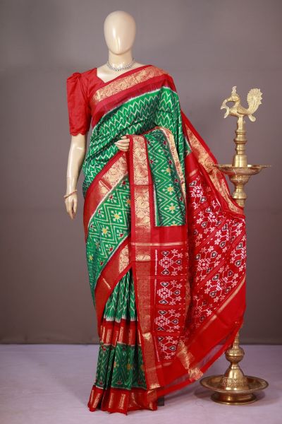PSHLKBIP5A06DEDC11- Kanchi border Ikat silk saree