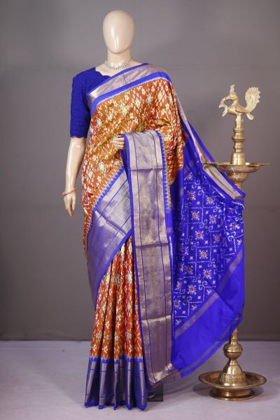 PSHLKBIP5A06DEDC13- Kanchi border Ikat silk saree