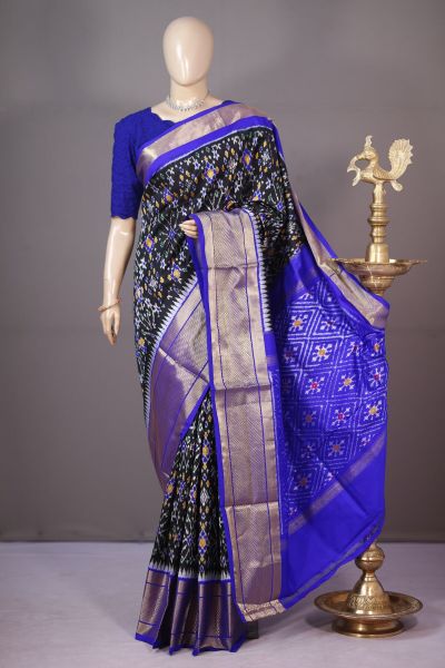PSHLKBIP5A06DEDC14- Kanchi border Ikat silk saree