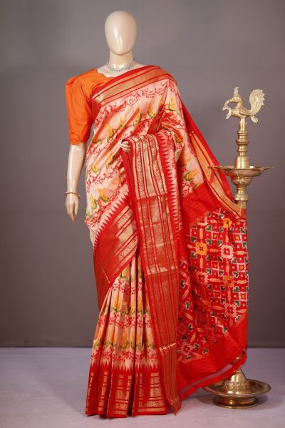 PSHLKBIP5A06DEDC15- Kanchi border Ikat silk saree