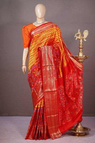 PSHLKBIP5A06DEDC16- Kanchi border Ikat silk saree