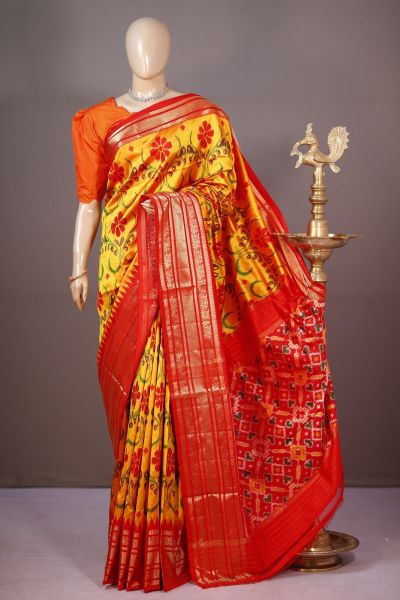 PSHLKBIP5A06DEDC17- Kanchi border Ikat silk saree