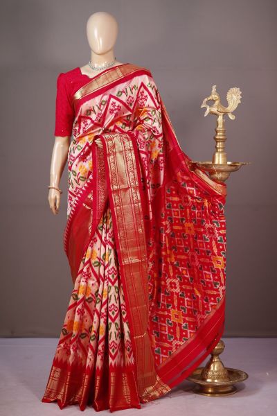 PSHLKBIP5A06DEDC18- Kanchi border Ikat silk saree