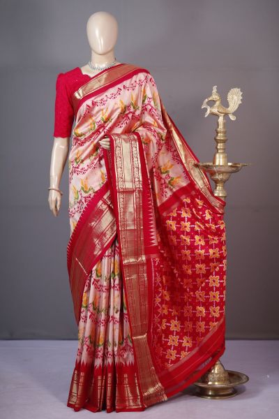 PSHLKBIP5A06DEDC19- Kanchi border Ikat silk saree