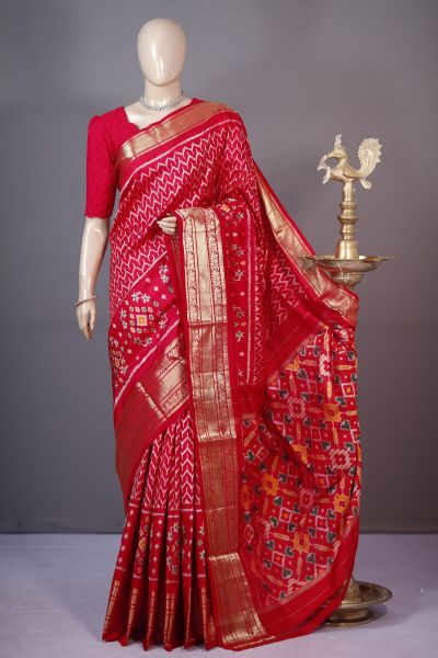PSHLKBIP5A06DEDC20- Kanchi border Ikat silk saree