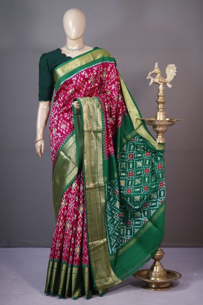 PSHLKBIP5A06DEDC21- Kanchi border Ikat silk saree