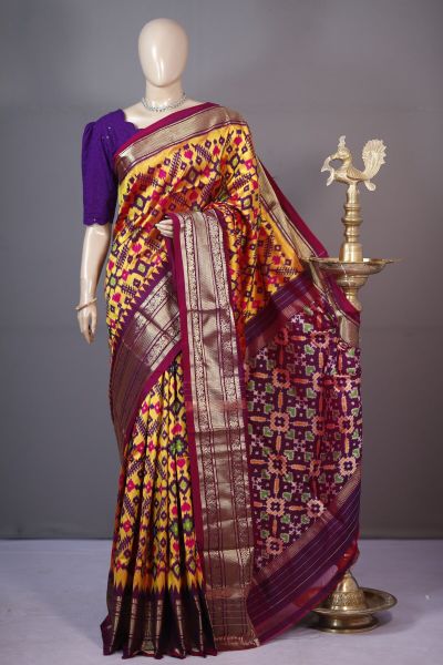 PSHLKBIP5A06DEDC22- Kanchi border Ikat silk saree