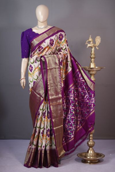 PSHLKBIP5A06DEDC23- Kanchi border Ikat silk saree