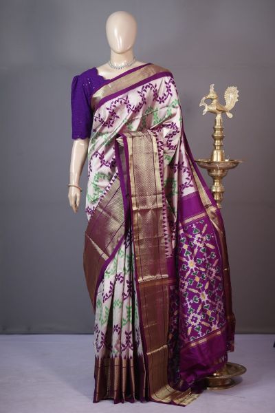 PSHLKBIP5A06DEDC25- Kanchi border Ikat silk saree
