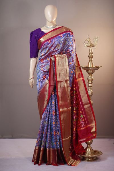 PSHLKBIP5A06DEDC26- Kanchi border Ikat silk saree