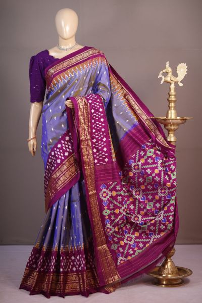 PSHLKBIP5A06DEDC28- Kanchi border Ikat silk saree