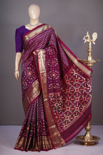 PSHLKBIP5A06DEDC30- Kanchi border Ikat silk saree