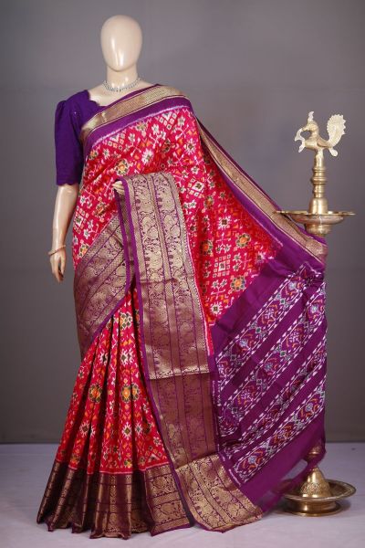 PSHLKBIP5A06DEDC31- Kanchi border Ikat silk saree
