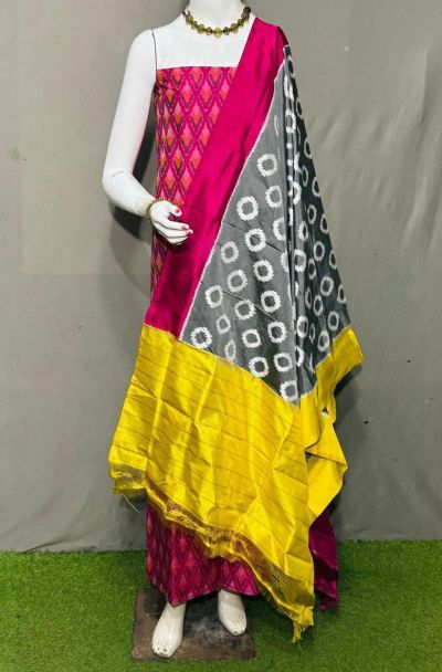 PSRGSDST5Y06FFCD15- Ikat Silk dupatta with Ikat sico top