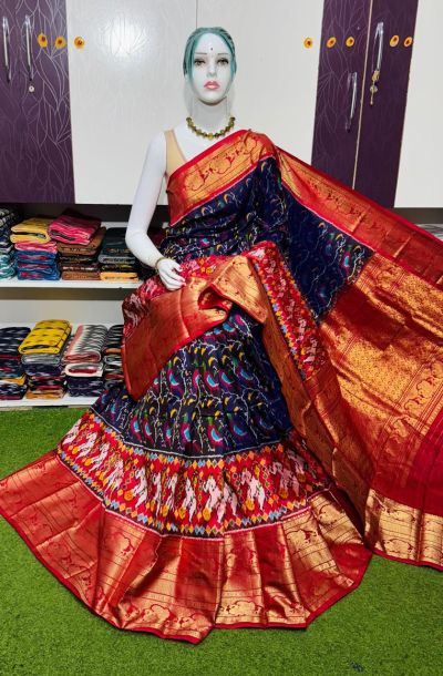 PSRGKBRS5A18FSDC18- Kanchi border Ikat silk saree