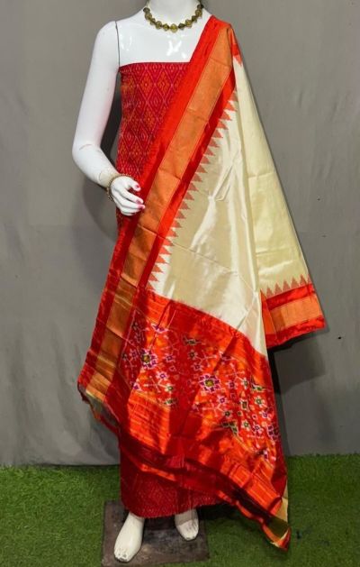 PSRGSDST5A06FFCD26- Ikat Silk dupatta with Ikat sico top