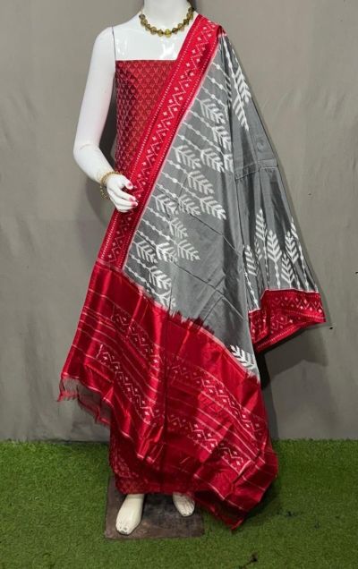 PSRGSDST5A06FFCD23- Ikat Silk dupatta with Ikat sico top