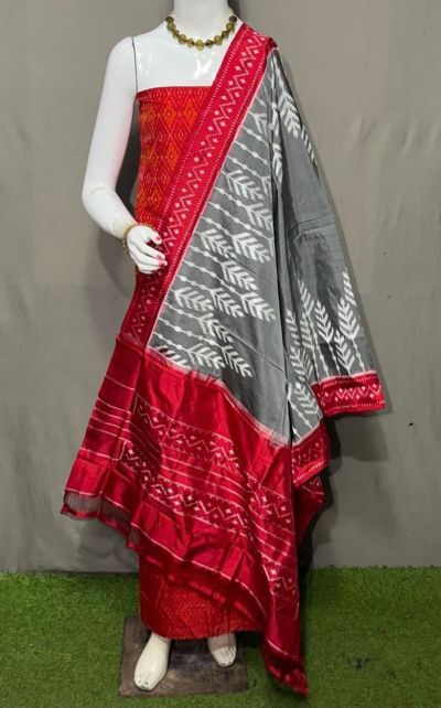 PSRGSDST5A06FFCD27- Ikat Silk dupatta with Ikat sico top