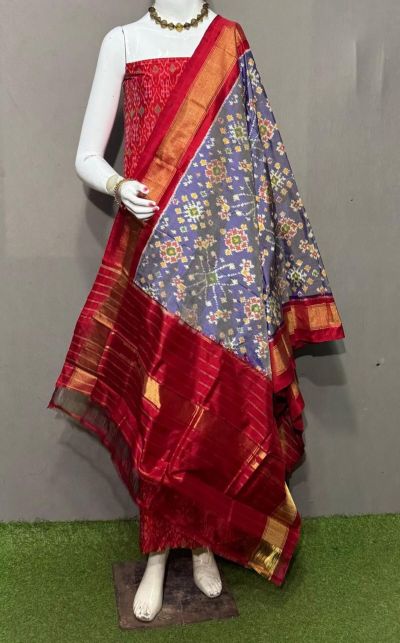 PSRGSDST5A06FFCD06- Ikat Silk dupatta with Ikat sico top
