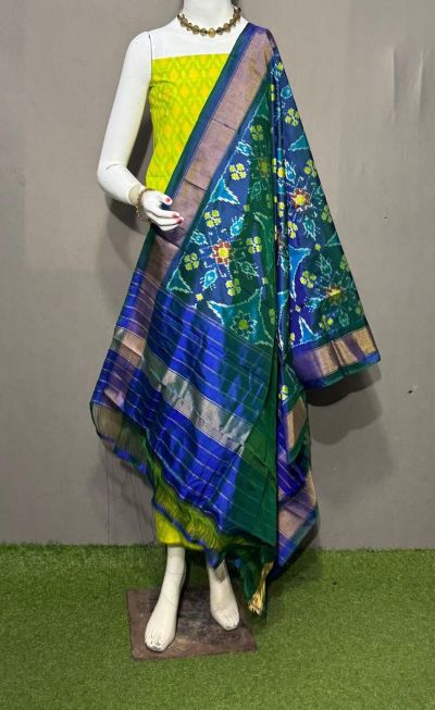 PSRGSDST5A06FFCD11- Ikat Silk dupatta with Ikat sico top